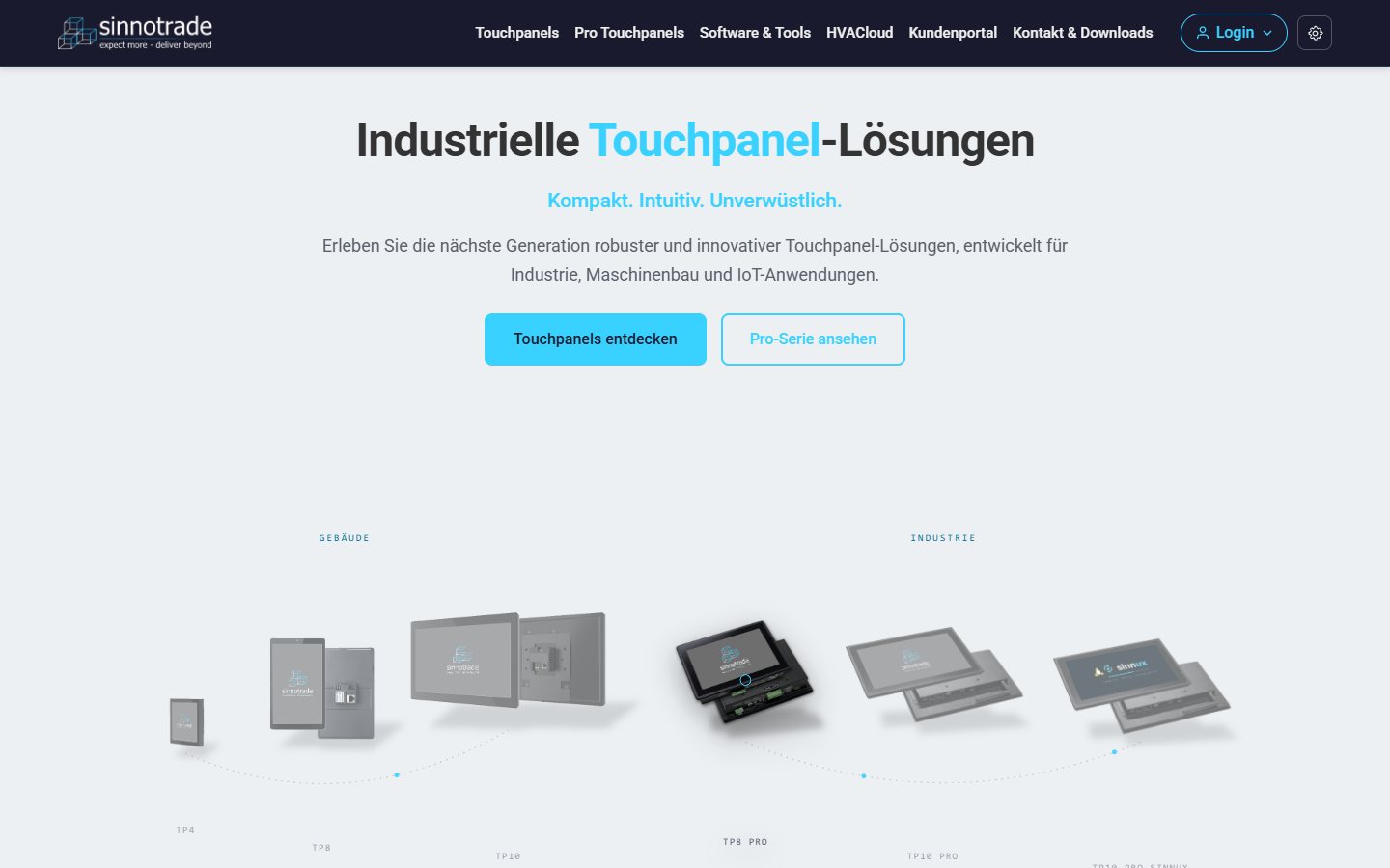sinnotrade home page: industrial touch panel solutions